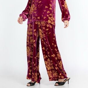 Johnny Was Velvet Floral Wide-Leg RISING MOON EASY PANT